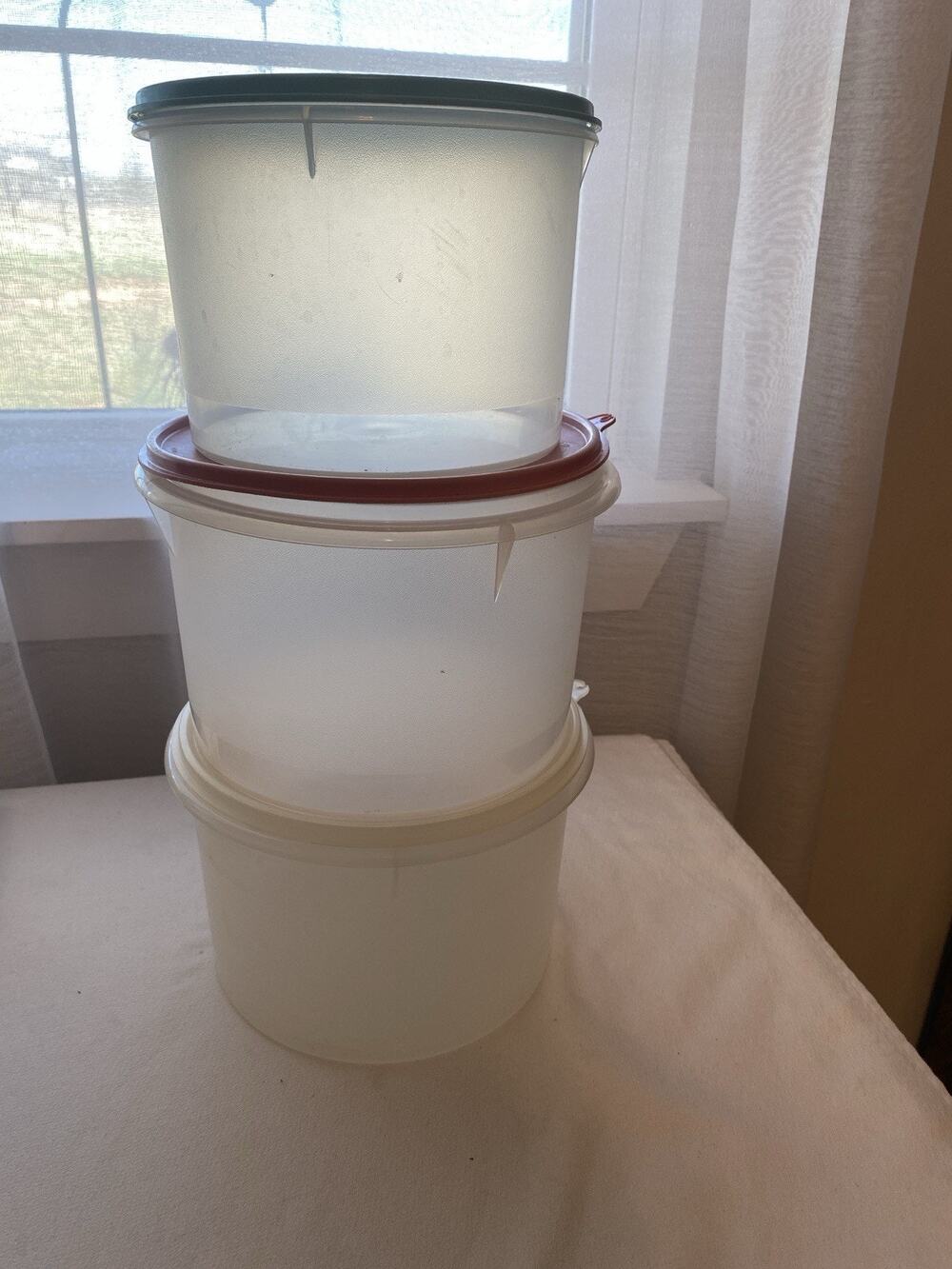 VTG Lot 3 Tupperware Classic Sheer Round Nesting Canister Set w/ Lids #266 #265